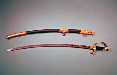 ナポレオンボナパルトが18のブルメア8（1799年11月9日）のセントクラウドでのクーデター成功を手助けしたために贈った記念の剣（金属）